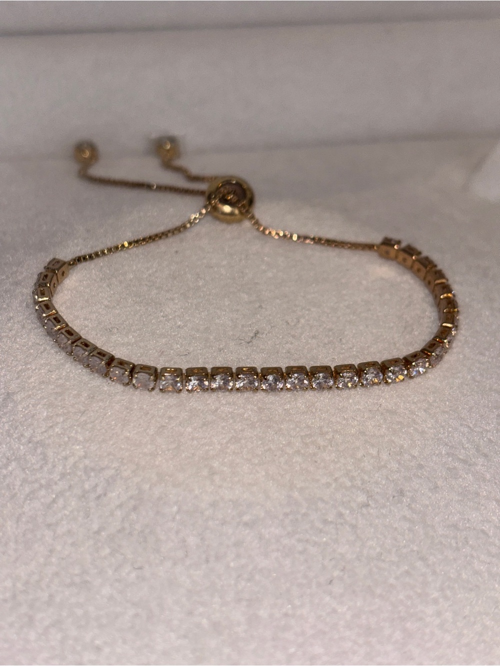 Gold-Tone Cubic Zirconia Tennis Bracelet - Adjustable Slider